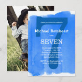 Invitation Effet de l'aquarelle de fête d'anniversaire du gar (Devant / Derrière)