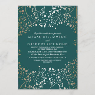 Invitation Effet de l'huile d'or Turquoise Mariage de la resp