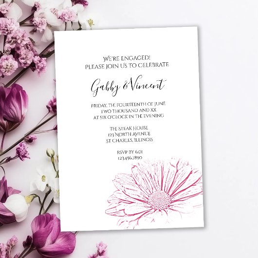 Invitation Effet de marguerite rose Mariage floral