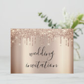 Invitation Effet de Parties scintillant or Rose Mariage brill (Debout devant)