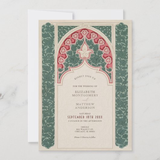 Invitation Effet dentelle intemporel Mariage Art Nouveau Styl (Devant)