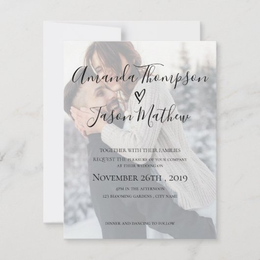 Invitation Effet Faux Vellum | 2 photos latérales | MARIAGE (Devant)