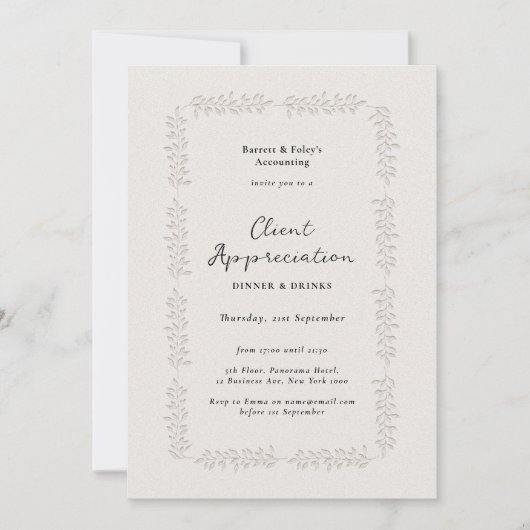 Invitation Effet Letterpress Client Appréciation Business (Devant)