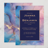 Invitation Effet Marbre d'encre d'alcool Mariage abstrait (Devant / Derrière)