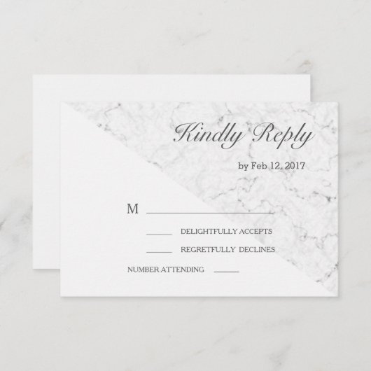 Invitation Effet marbre gris blanc moderne pour mariage RSVP (Devant / Derrière)