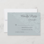Invitation Effet marbre gris bleu épicéa mariage moderne RSVP (Devant)