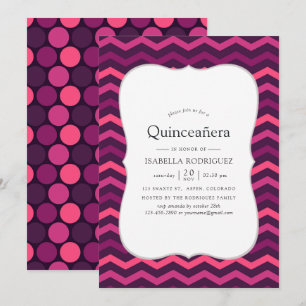 Invitation Effet néon violet et rose Quinceanera