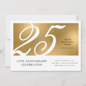 Invitation Effet Or Élégant Anniversaire d'Affaires d'Entrepr (Devant)