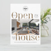 Invitation Effet Or Élégant Business Open House One Photo (Debout devant)