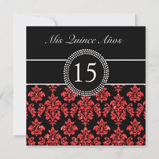 INVITATION EFFET PARTIES SCINTILLANT ROUGE DOMMASK QUINCEANER (Devant)