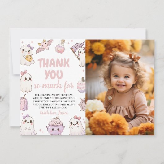 Invitation Éffrayant 1er anniversaire Merci photo (Devant)