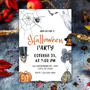 Invitation Éffrayant Amusement Aquarelle Halloween Fête Invit