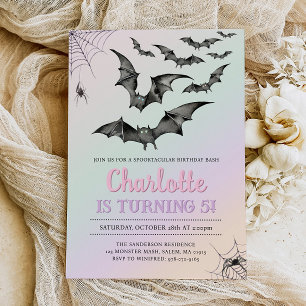 Invitation Éffrayant Bats Pastel Halloween fête d'anniversair