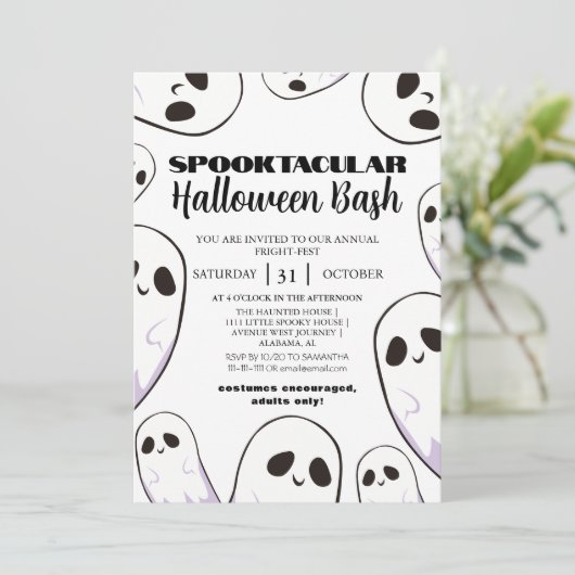 Invitation éffrayant Boo Maison hantée Fête de bash Halloween (Debout devant)