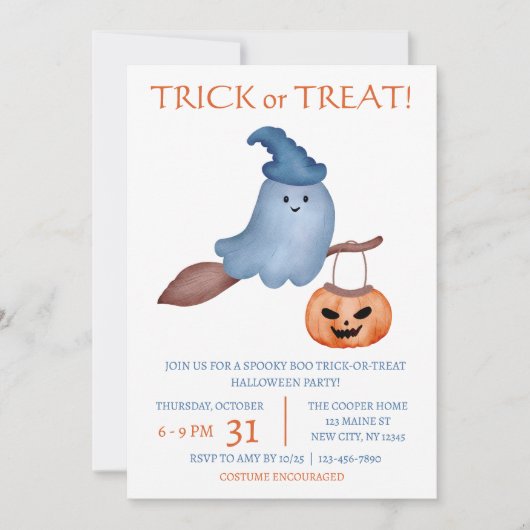 Invitation Éffrayant Boo Trick ou Treat Kids & Family Hallowe (Devant)