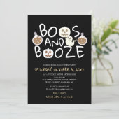 Invitation Éffrayant Booze et Booze Black Adult Halloween Par (Debout devant)