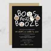 Invitation Éffrayant Booze et Booze Black Adult Halloween Par (Devant / Derrière)