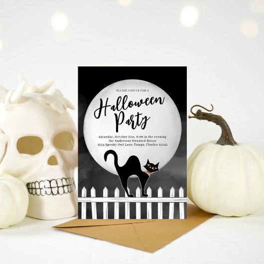 Invitation Éffrayant Chat noir Halloween