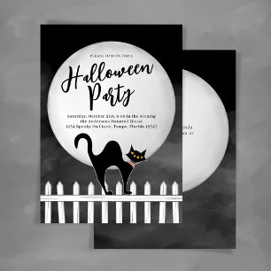 Invitation Éffrayant Chat noir Halloween