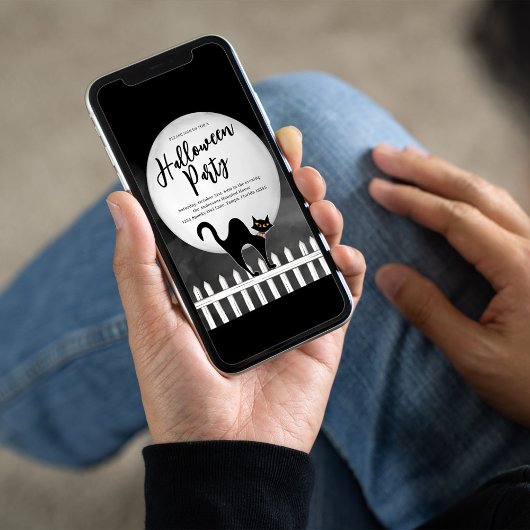 Invitation Éffrayant Chat noir Halloween