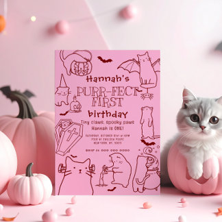 Invitation Éffrayant Chats thème Premier anniversaire