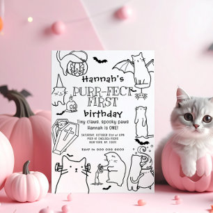Invitation Éffrayant Chats thème Premier anniversaire