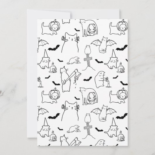 Invitation Éffrayant Chats thème Premier anniversaire (Dos)