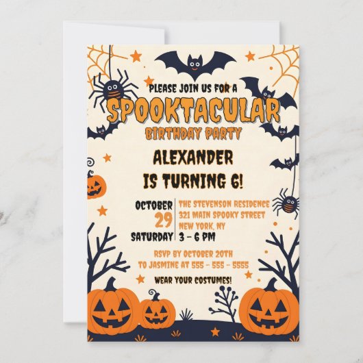 Invitation Éffrayant chauves-souris et Jack-o-lanternes Hallo (Devant)