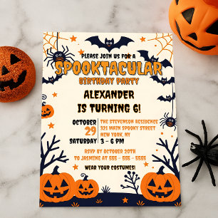 Invitation Éffrayant chauves-souris et Jack-o-lanternes Hallo