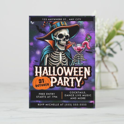Invitation Éffrayant & Chic Halloween Party (Debout devant)