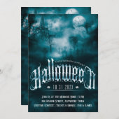 Invitation Éffrayant cimetière gothique foncé Halloween (Devant / Derrière)