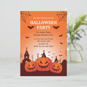 Invitation Éffrayant Citrouille Palace Halloween Business