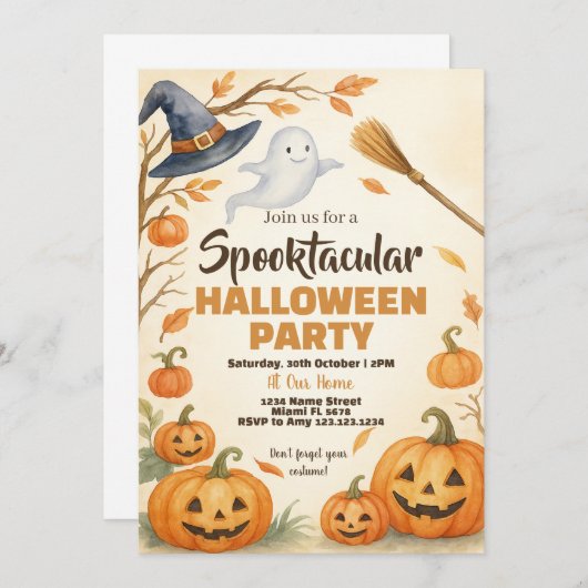 Invitation Éffrayant Costume (Devant / Derrière)