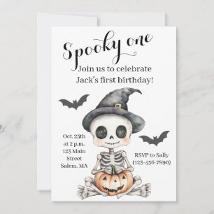 Invitation Éffrayant Cute Skeleton Halloween 1er anniversai