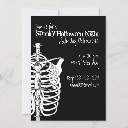 Invitation Éffrayant Déplaisant Skeleton X-Ray Halloween Part (Devant)