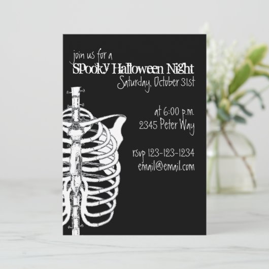 Invitation Éffrayant Déplaisant Skeleton X-Ray Halloween Part (Debout devant)