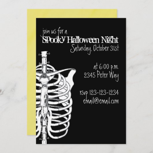 Invitation Éffrayant Déplaisant Skeleton X-Ray Halloween Part (Devant / Derrière)