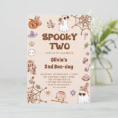 Invitation Éffrayant Deux Halloween Cute Ghost 2e Anniversair (Debout devant)