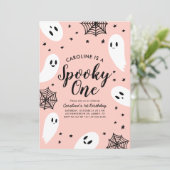 Invitation Éffrayant Fantôme rose Halloween 1er anniversaire (Debout devant)