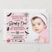 Invitation ÉFFRAYANT ! Filles Halloween 1er Anniversaire Phot (Devant)