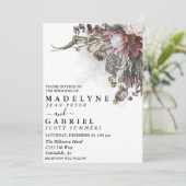 Invitation Éffrayant Floral Halloween Goth Automne Mariage (Debout devant)