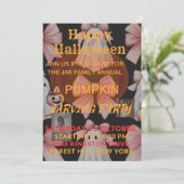 Invitation Éffrayant Ghost Halloween Citrouille Carving Party (Debout devant)