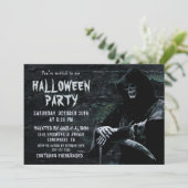 Invitation Éffrayant Grim Reaper Halloween Party (Debout devant)