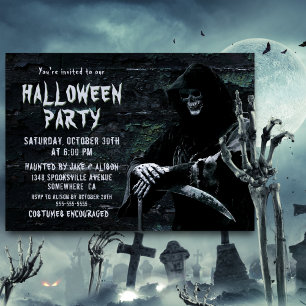 Invitation Éffrayant Grim Reaper Halloween Party