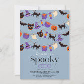 Invitation Éffrayant Halloween Bleu 1er anniversaire (Devant)