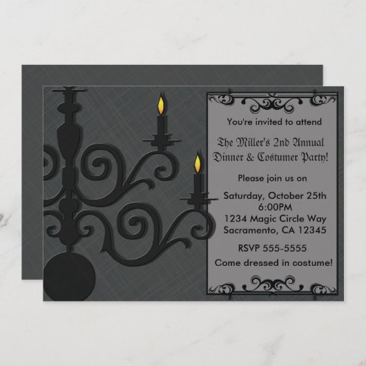 Invitation Éffrayant Halloween Chandelier Diner soirée costum (Devant / Derrière)