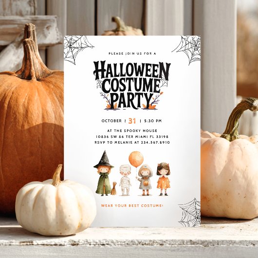 Invitation Éffrayant Halloween Costume fêtes enfants Invitati