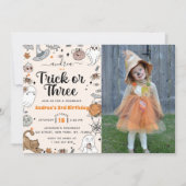 Invitation Éffrayant Halloween Cute Ghost 3ème anniversaire P (Devant)
