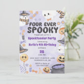 Invitation Éffrayant Halloween Cute Ghost 4e anniversaire (Debout devant)
