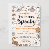 Invitation Éffrayant Halloween Cute Ghost 4e fête d'anniversa (Devant)